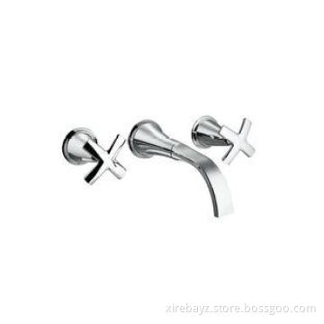 Wall Mounted 3 Hole Wash Basin Mixer Taps with Double Handl